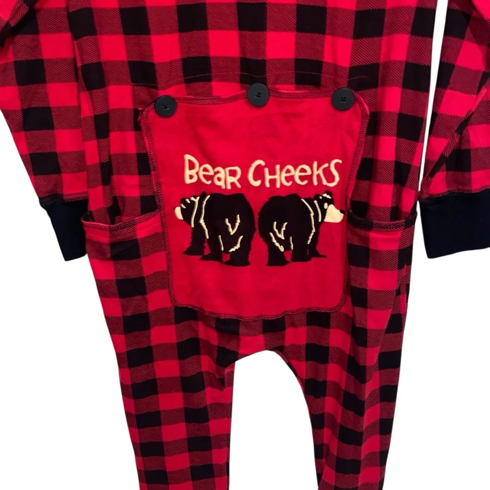 Lazy One Pajamas Womens Medium One Piece PJs Bear Cheeks Trap Camping Cabin